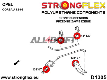 131139B Silentblock braccio di reazione 18-24mm Opel Combo / Corsa / Tigra
